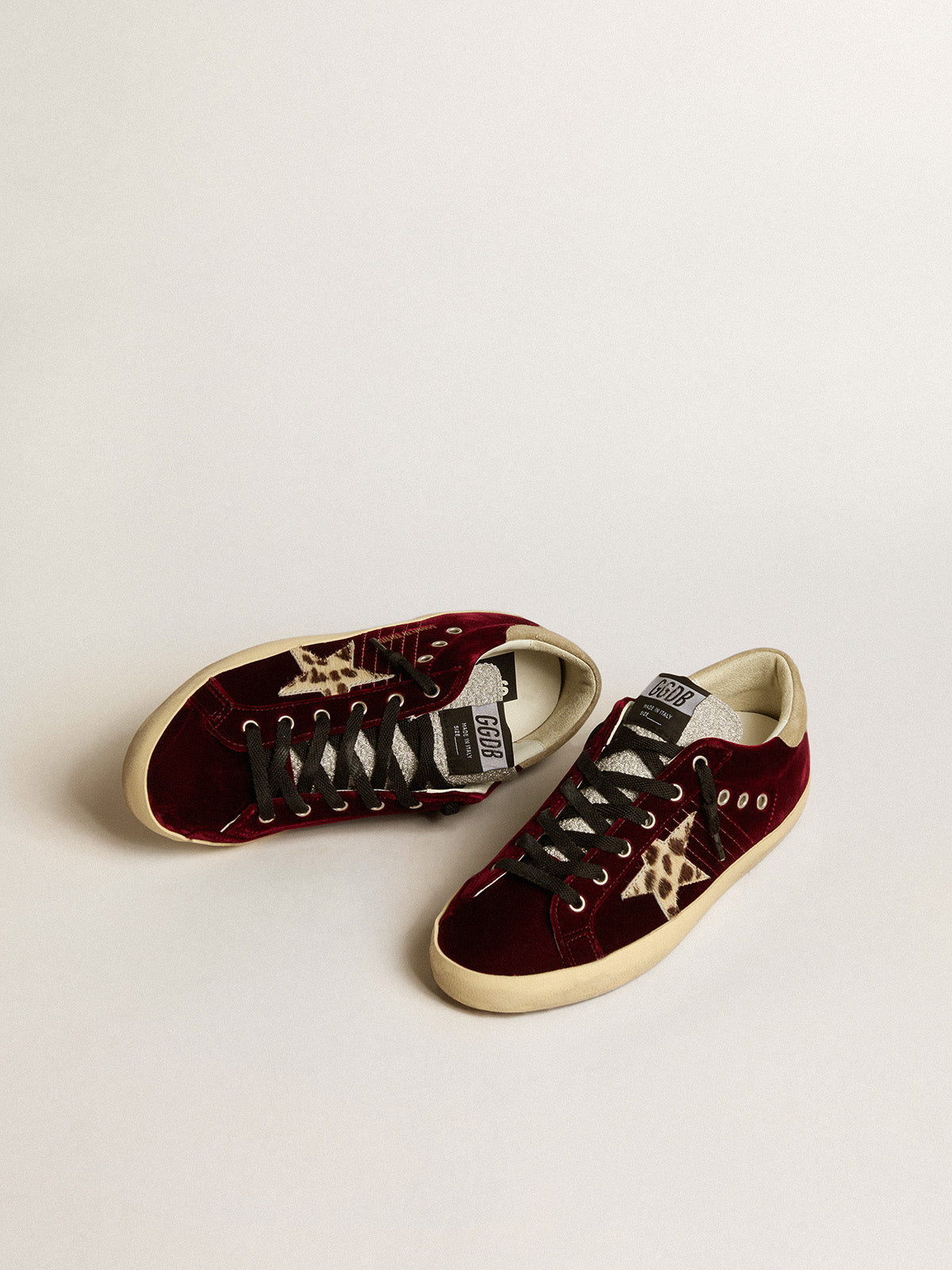 Super-Star LTD in velvet with pony skin star and glitter tongue| Golden Goose