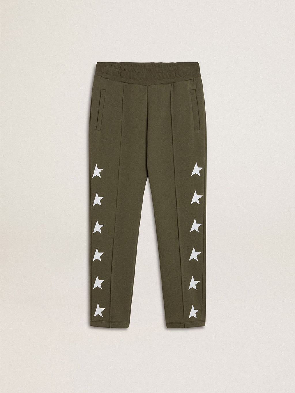 Boys' military-green joggers with white stars| Golden Goose