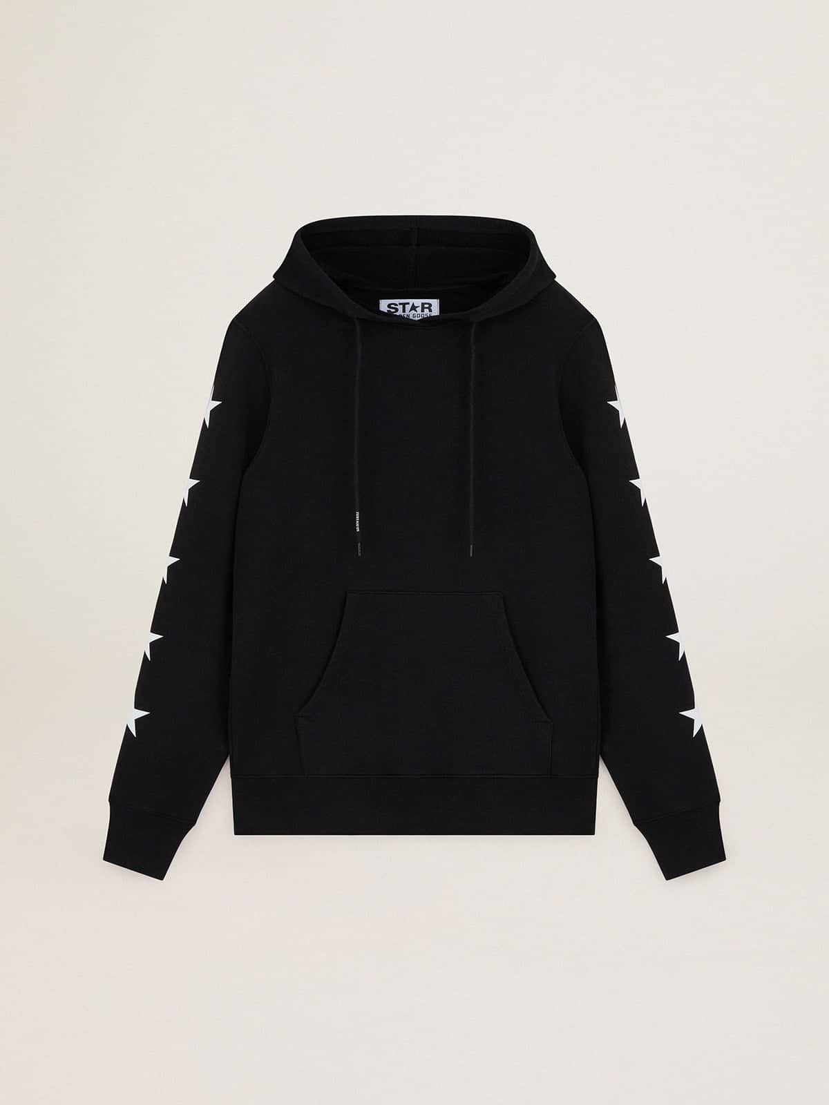 Black Alighiero Star Collection sweatshirt with contrasting white stars| Golden Goose