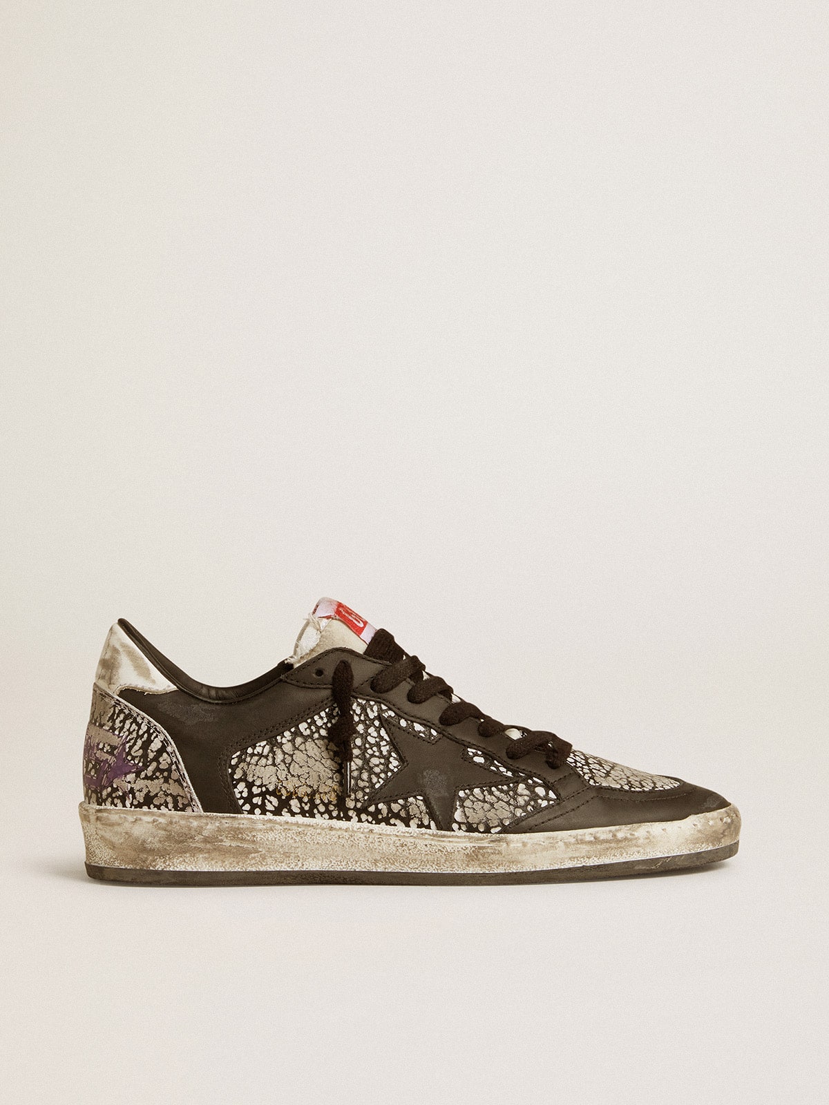Women's Ball Star in elephant-print leather with black leather star| Golden Goose