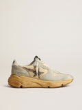 Women's Running Sole in ice gray with studded suede star| Golden Goose