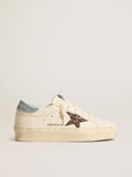 Women's Hi Star LTD with hazelnut glitter star and light blue suede heel tab| Golden Goose