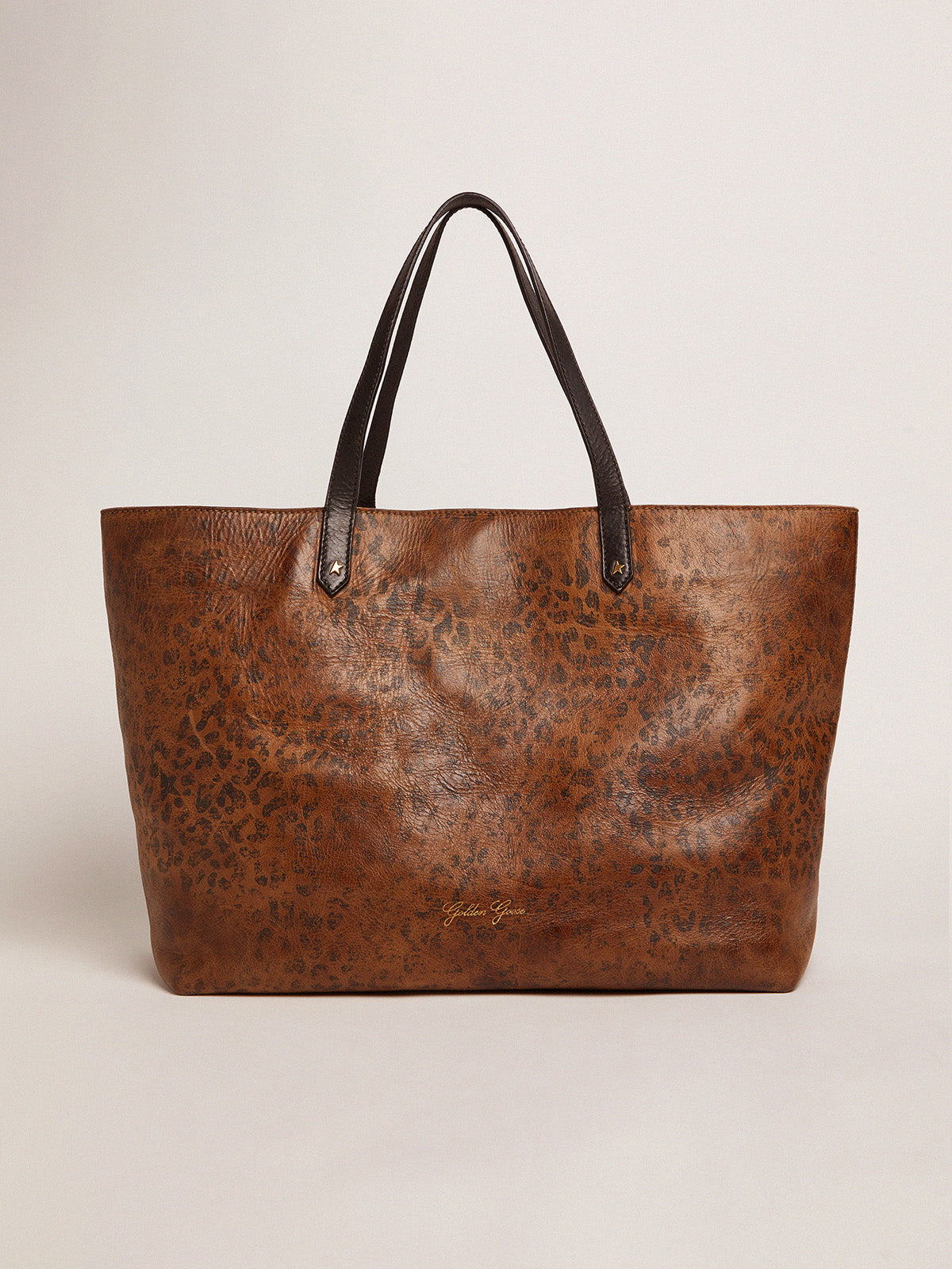 Women's Pasadena Bag with leopard print and contrasting black handles| Golden Goose