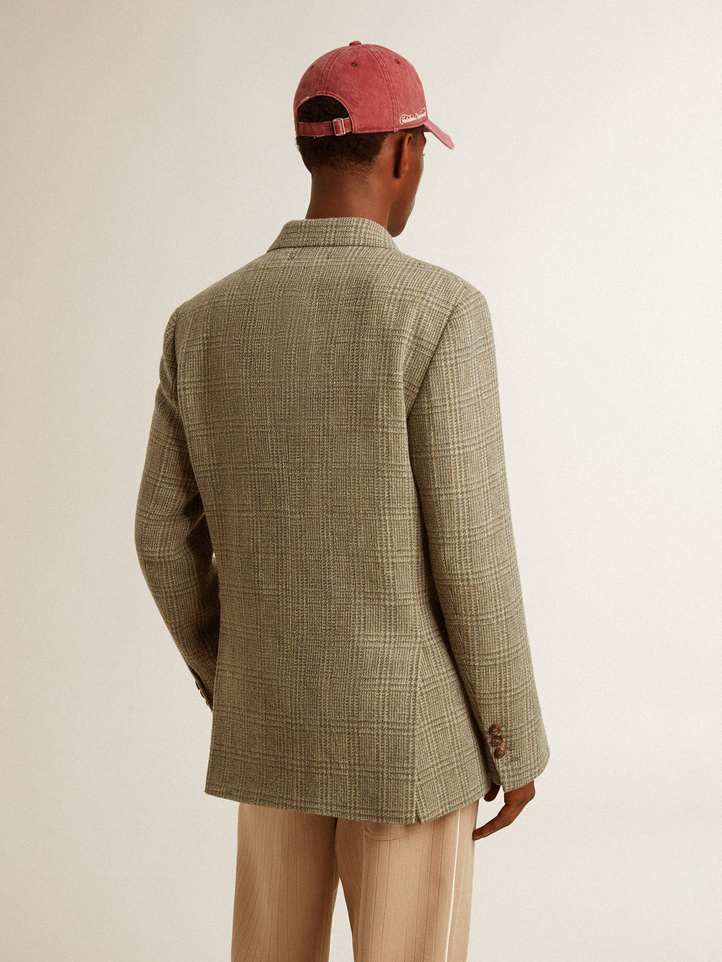 Men's double-breasted blazer in Shetland wool| Golden Goose