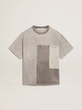 T-shirt in various shades of gray with a lived-in effect| Golden Goose