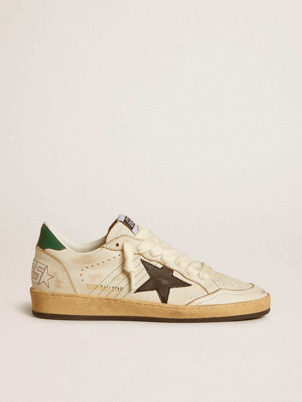 Women's Ball Star with black leather star and green leather heel tab| Golden Goose