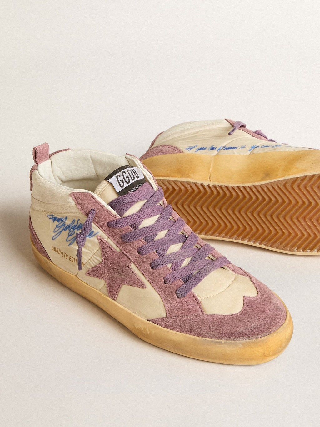 Women's Mid Star LAB in nylon and nappa with mauve suede star| Golden Goose
