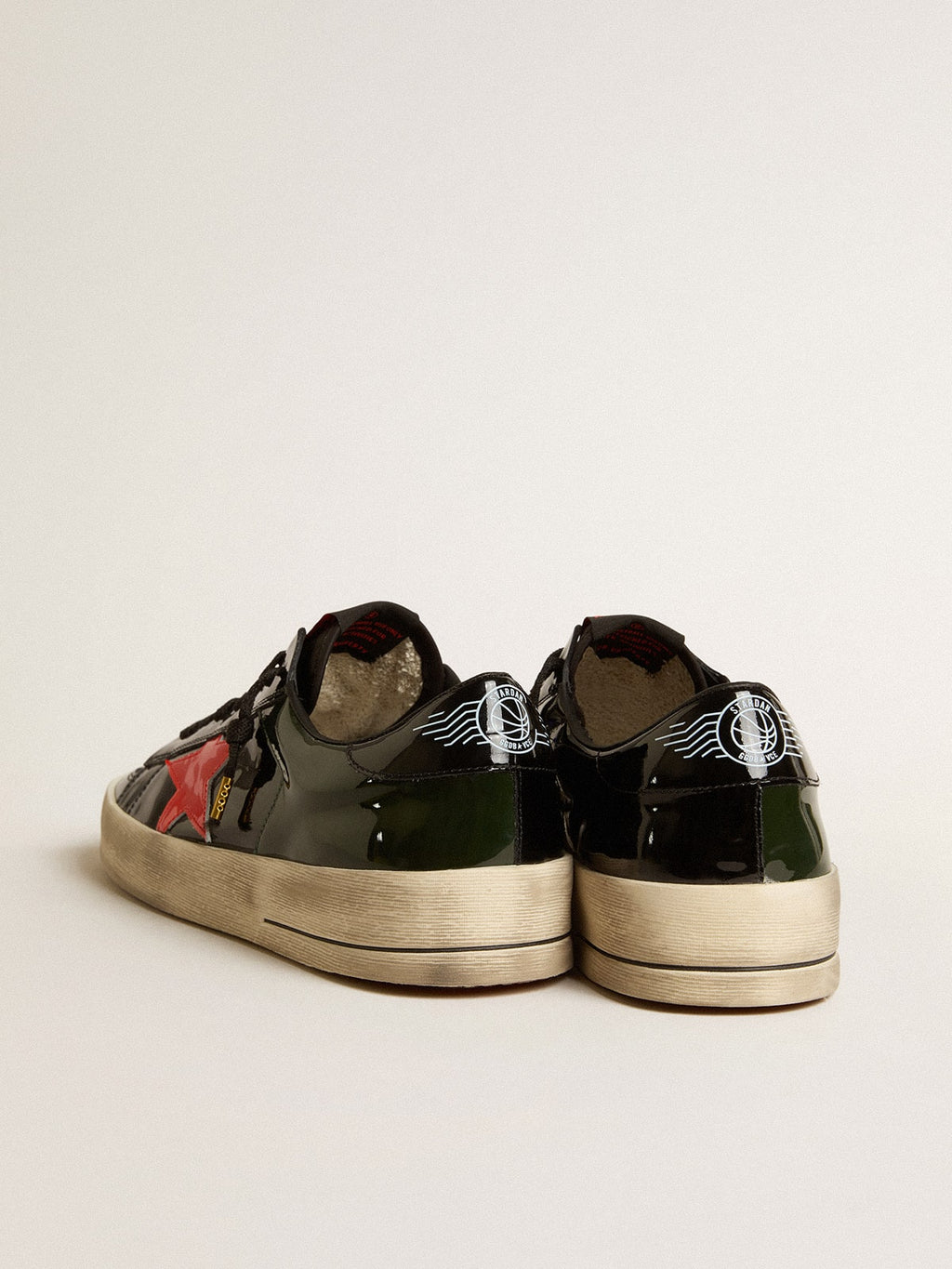 Men's Stardan LAB in black and green patent leather with orange star| Golden Goose