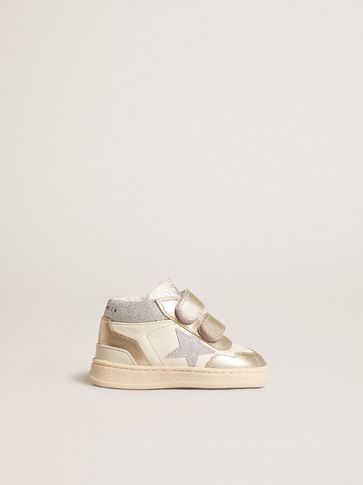 June Junior in nappa and metallic leather inserts with glitter star| Golden Goose