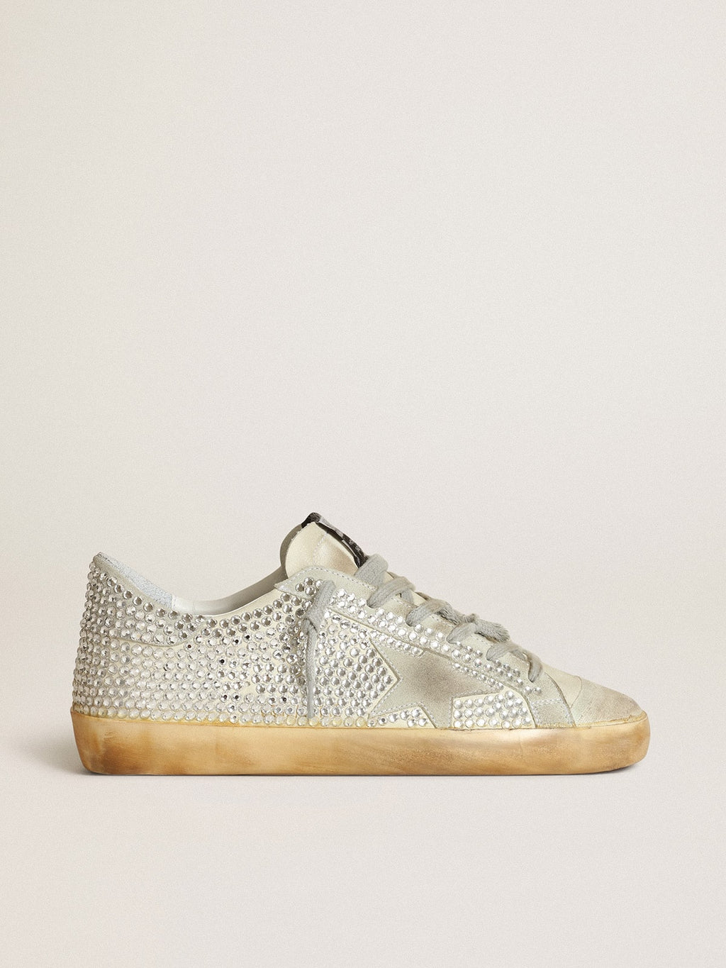 Women's Super-Star in aged white nubuck with Swarovski crystals| Golden Goose