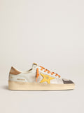 Men's white Stardan with ocher leather star and nubuck inserts| Golden Goose